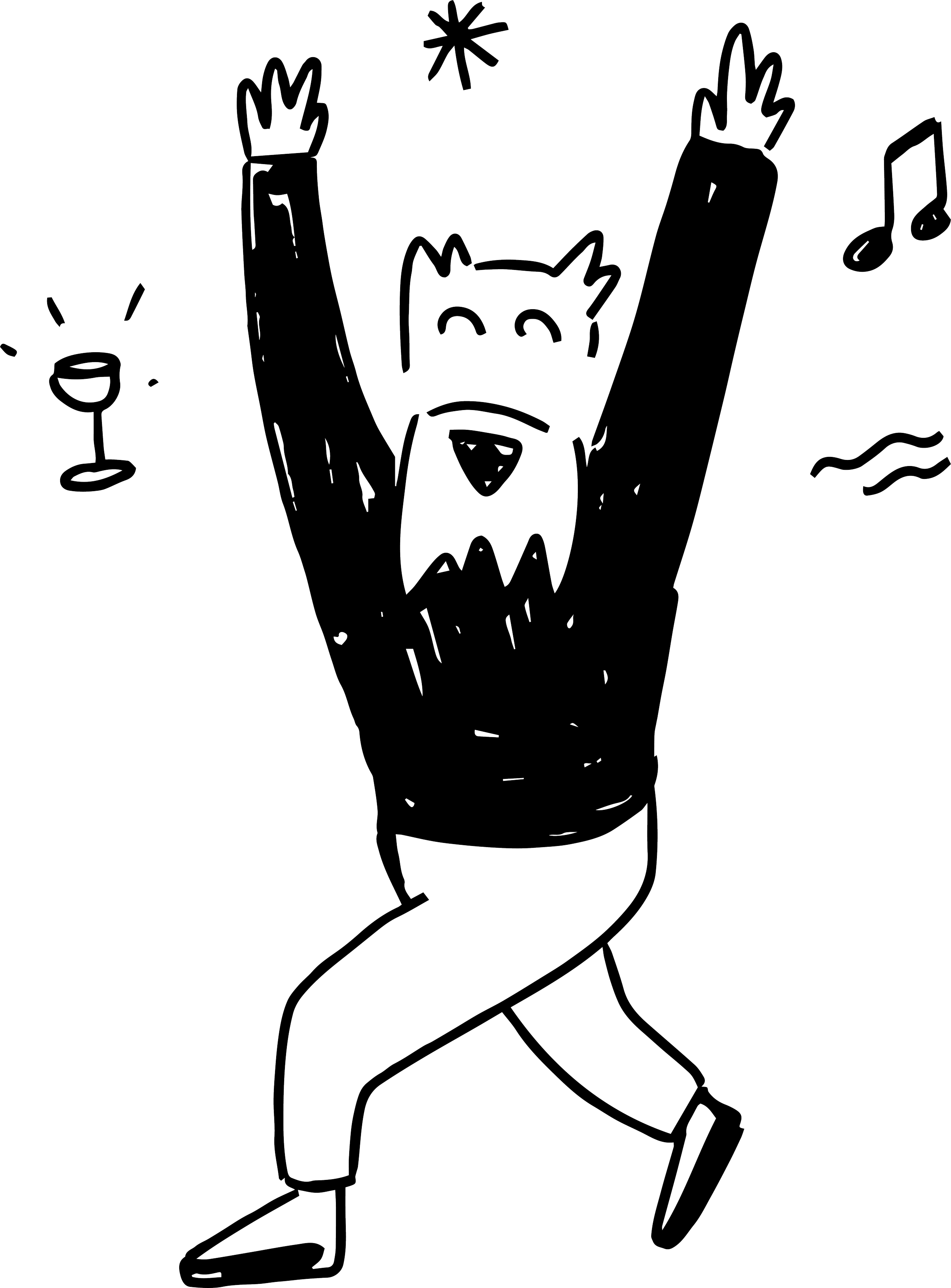 Illustrazione di un cane umanizzato che balla