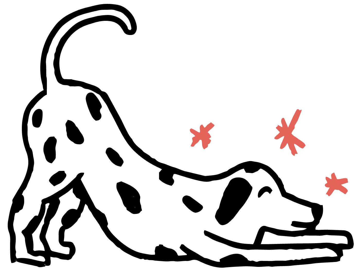 Illustrazione di un cane che fa un inchino
