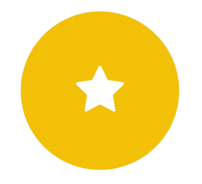 Gold medal with a white star in the center