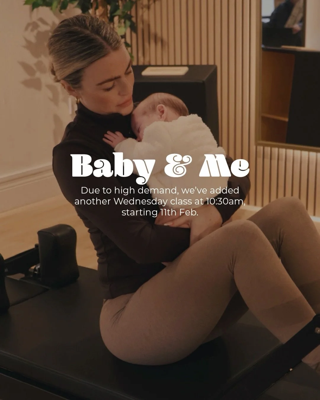Baby + Me just got a new time 🤍
Due to high demand, we&rsquo;ve added another Wednesday class at 10:30am, starting 11th Feb.

A supportive postnatal Reformer session to rebuild strength safely with baby right beside you. Limited spaces &mdash; book 