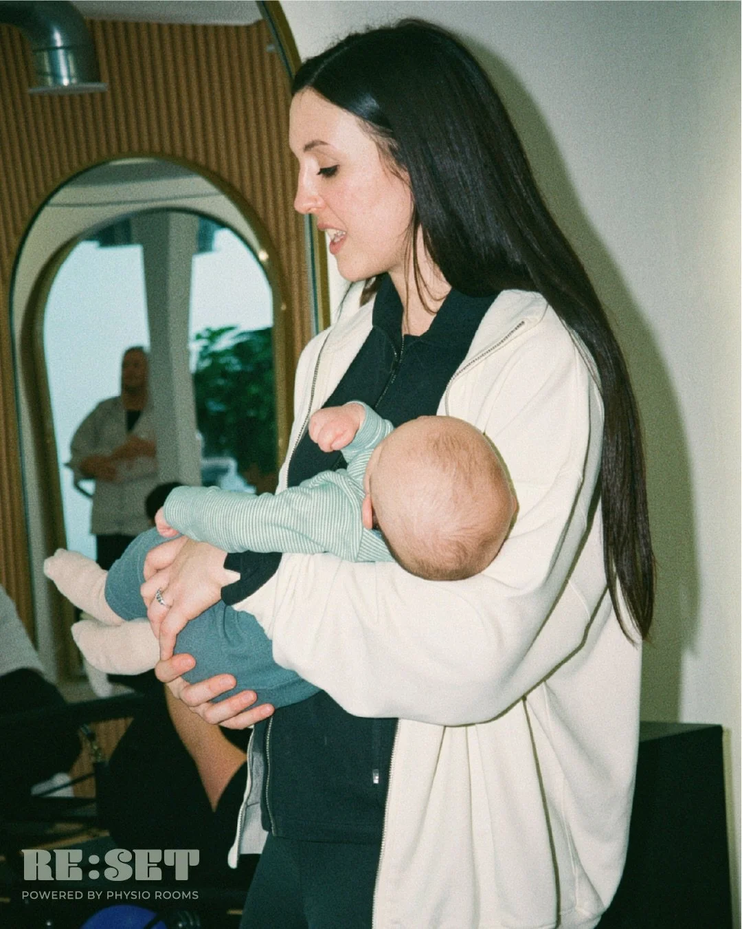 Baby beside you.
No pressure. Just movement, support, and a room full of women who get it.

This is your time too and we&rsquo;ve made space for it.

Our Baby &amp; Me Reformer classes are designed to work around real life with a newborn.
Feed, pause