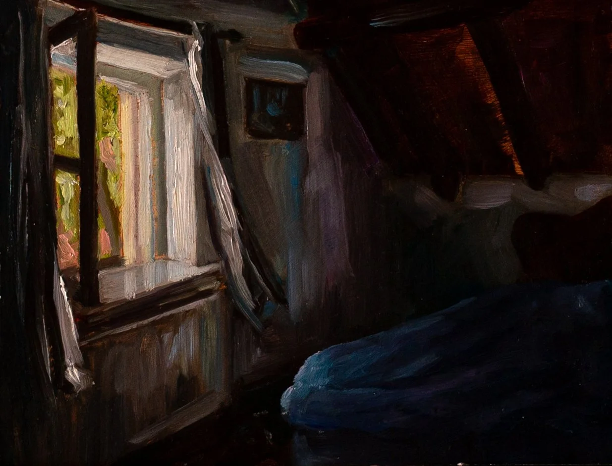 Sacha van Aarde · Ochtendlicht, olieverf op paneel, 15 × 20 cm, €335