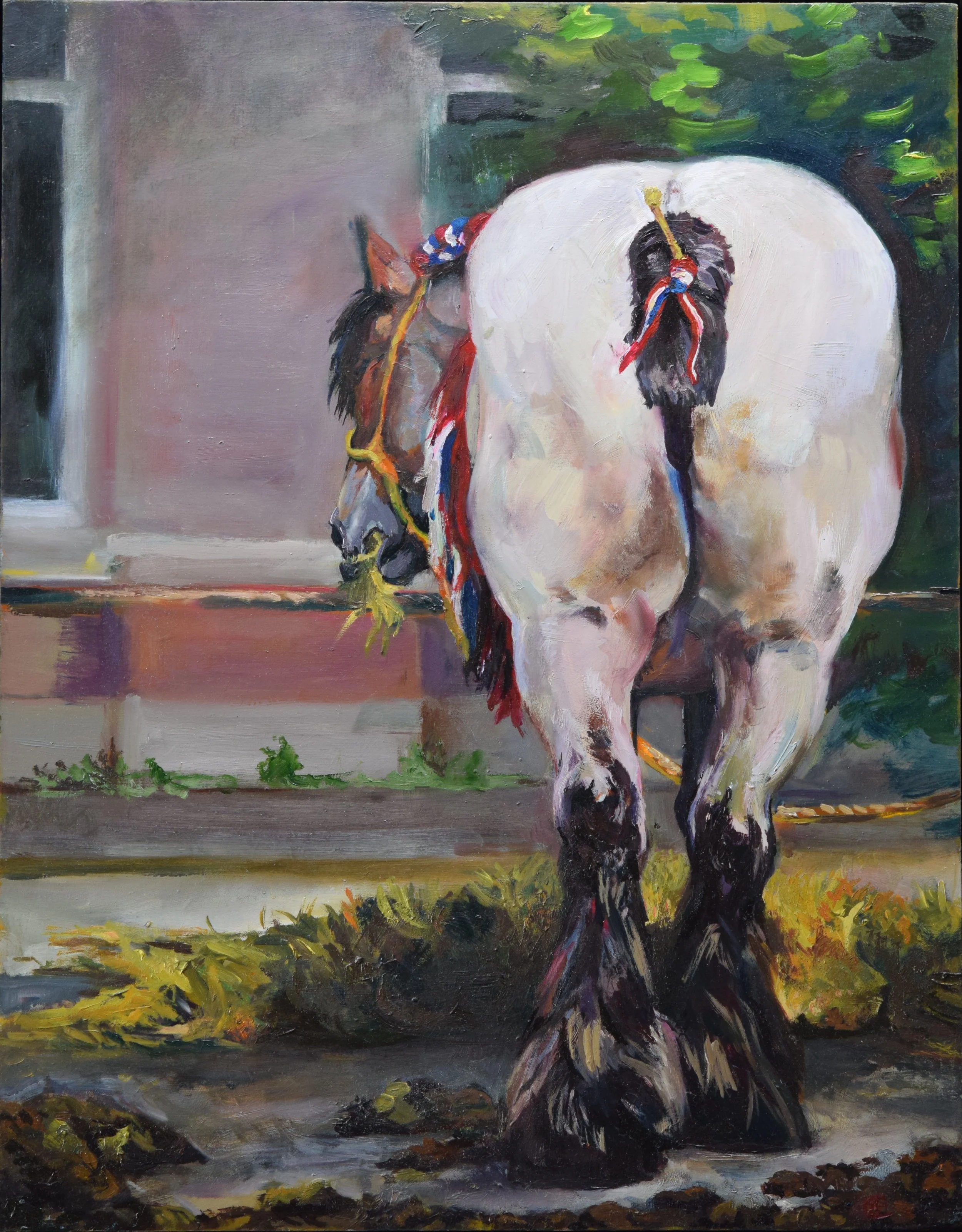 Renate Hofsteede · Pistop 1, olieverf op paneel, 48 × 38 cm, €650