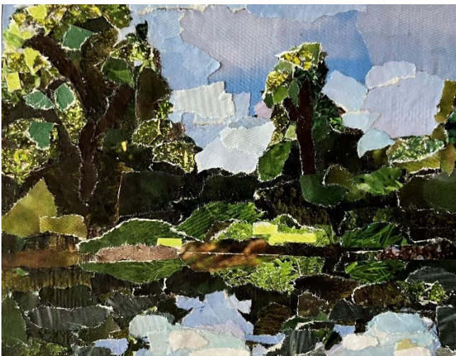 Maartje Bezemer · Forest reflections, collage, 8,6 × 11,2 cm, €120 (met lijst) / €100 (zonder lijst)
