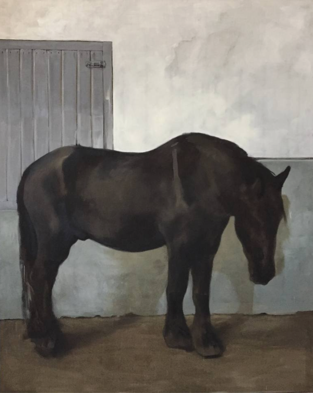 Philine van der Vegte · Big Black Horse, olieverf op canvas, 250 × 200 cm, €4.500