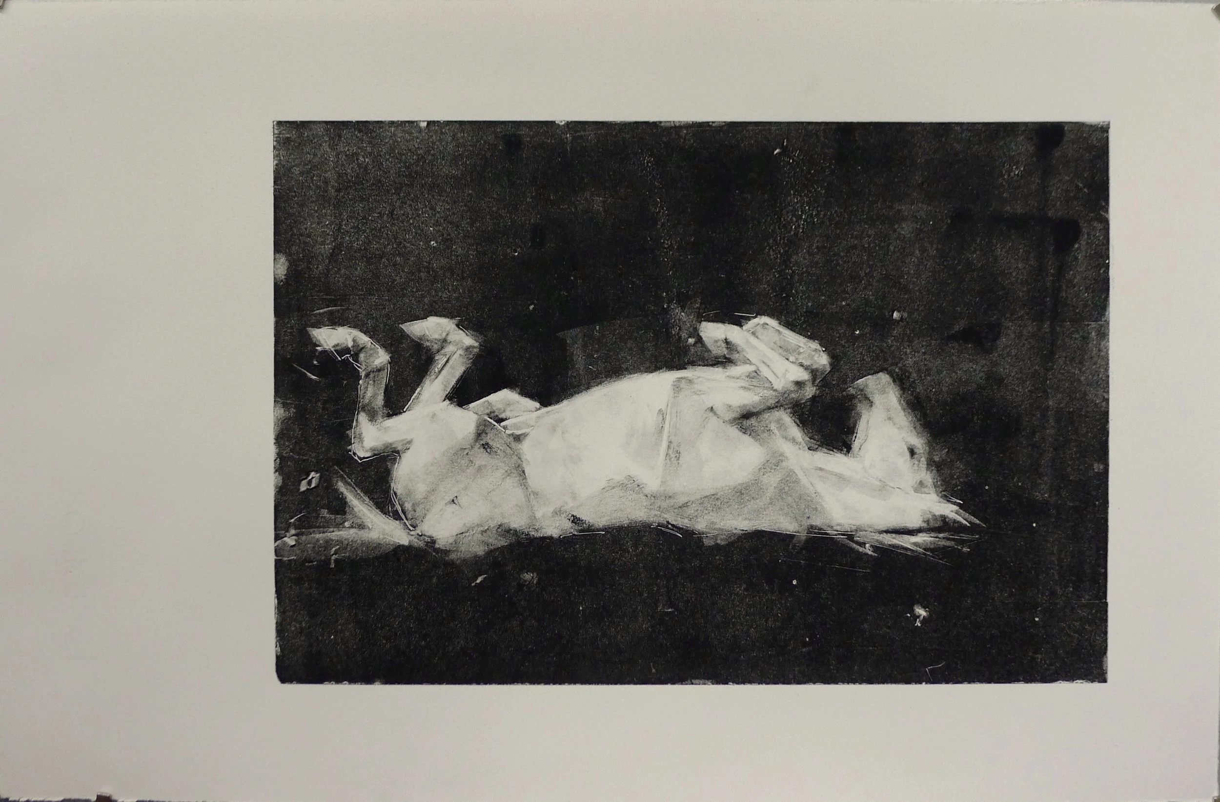 Laura Blömer · White Horses V, monotype (olieverf), 28,5 × 44 cm incl. witrand, €295