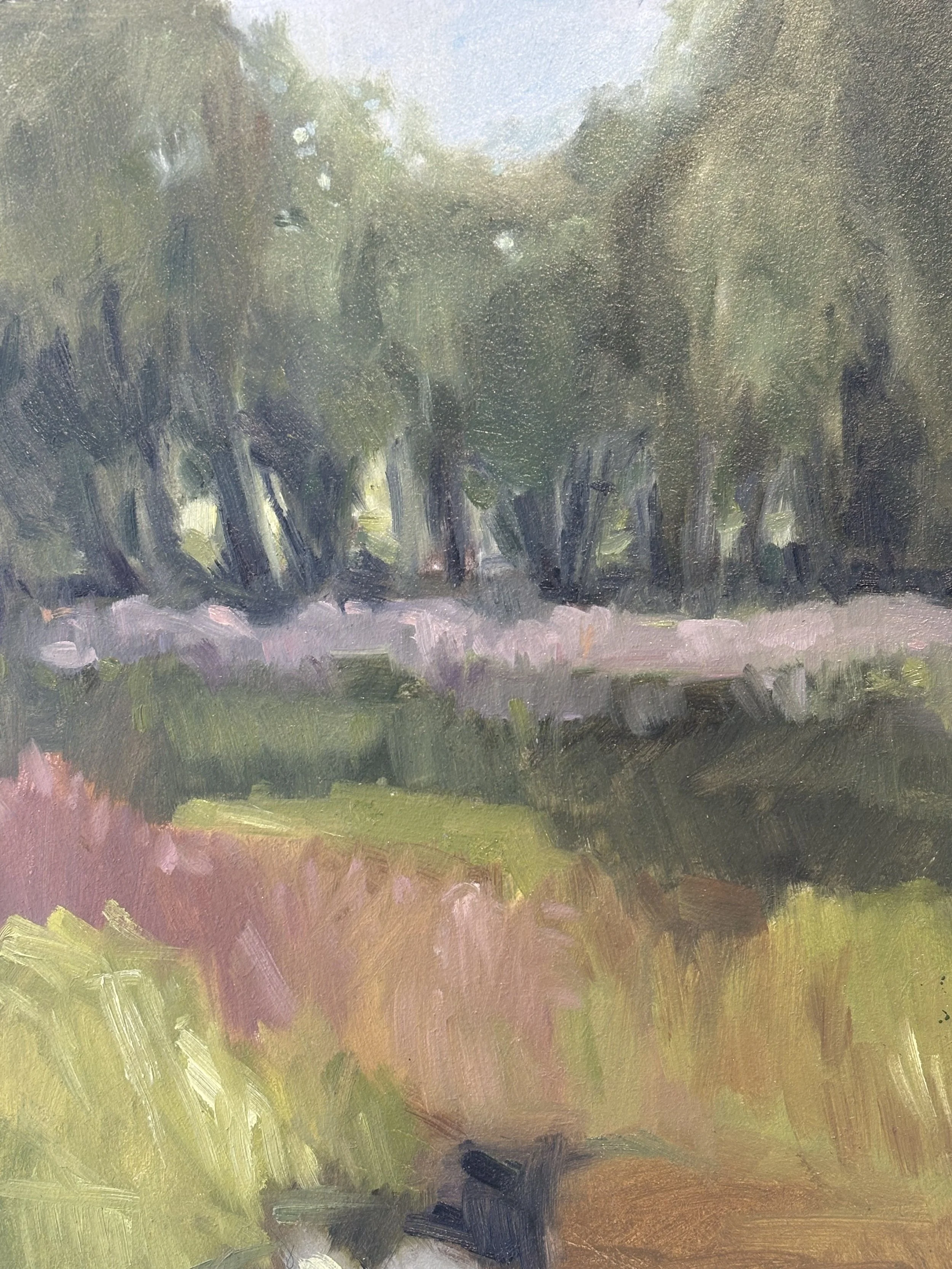 Karien Hillebrands · Bosschage, olieverf op paneel, 33 × 28 cm, €490