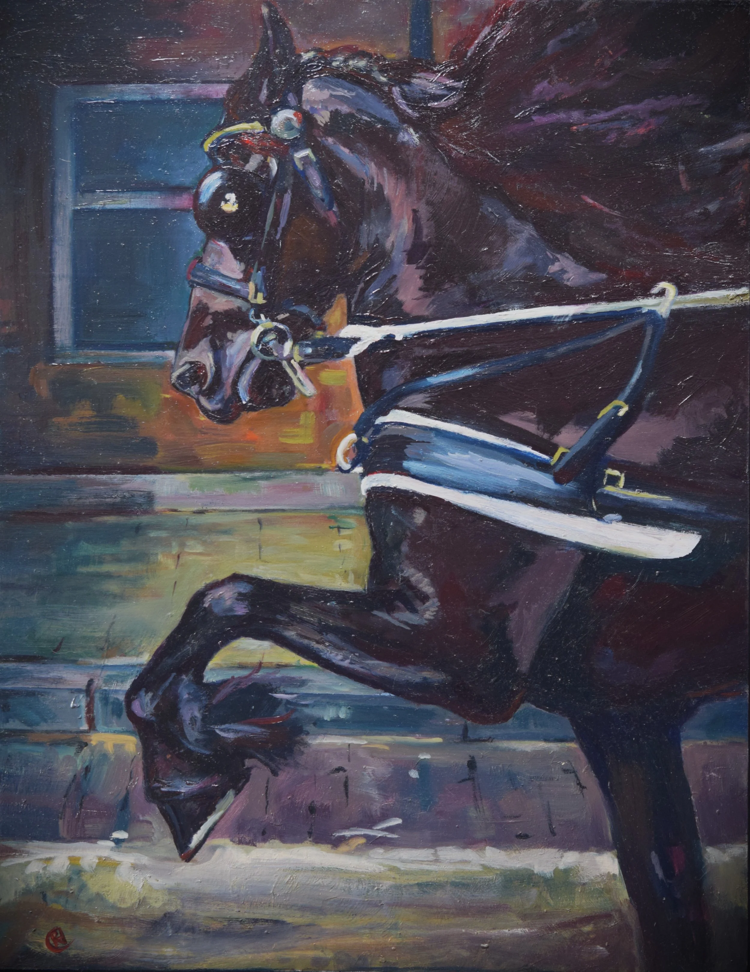 Renate Hofsteede · Sjees naar links, olieverf op paneel, 48 × 38 cm, €650