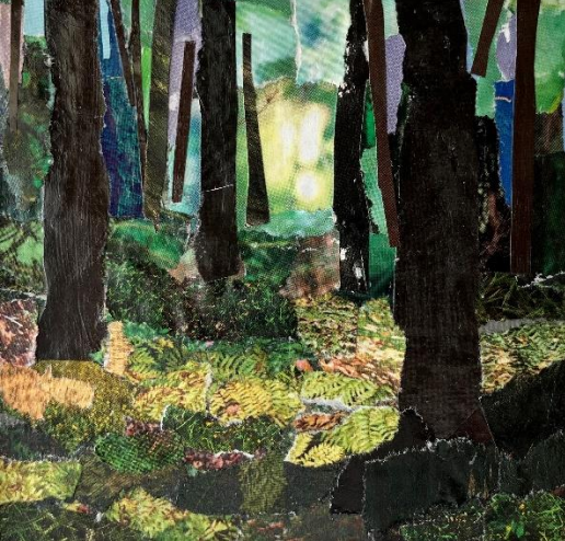 Maartje Bezemer · Soul of trees 2, collage, 9 × 9 cm, €120 (met lijst) / €100 (zonder lijst)
