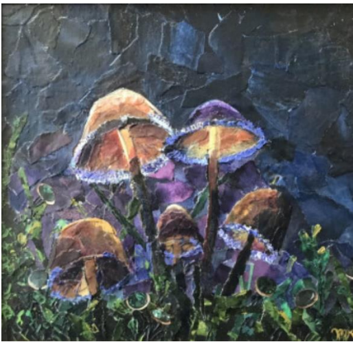 Maartje Bezemer · Flowers of Decay, collage & gemengd, 14,5 × 15,5 cm, €240 (met lijst) / €200 (zonder lijst)
