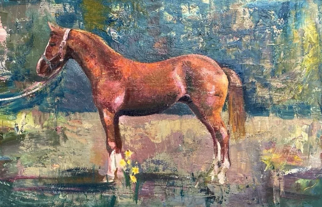 Simeon Nijenhuis · Paard, Olieverf op paneel, 29 × 44 cm, Prijs op aanvraag