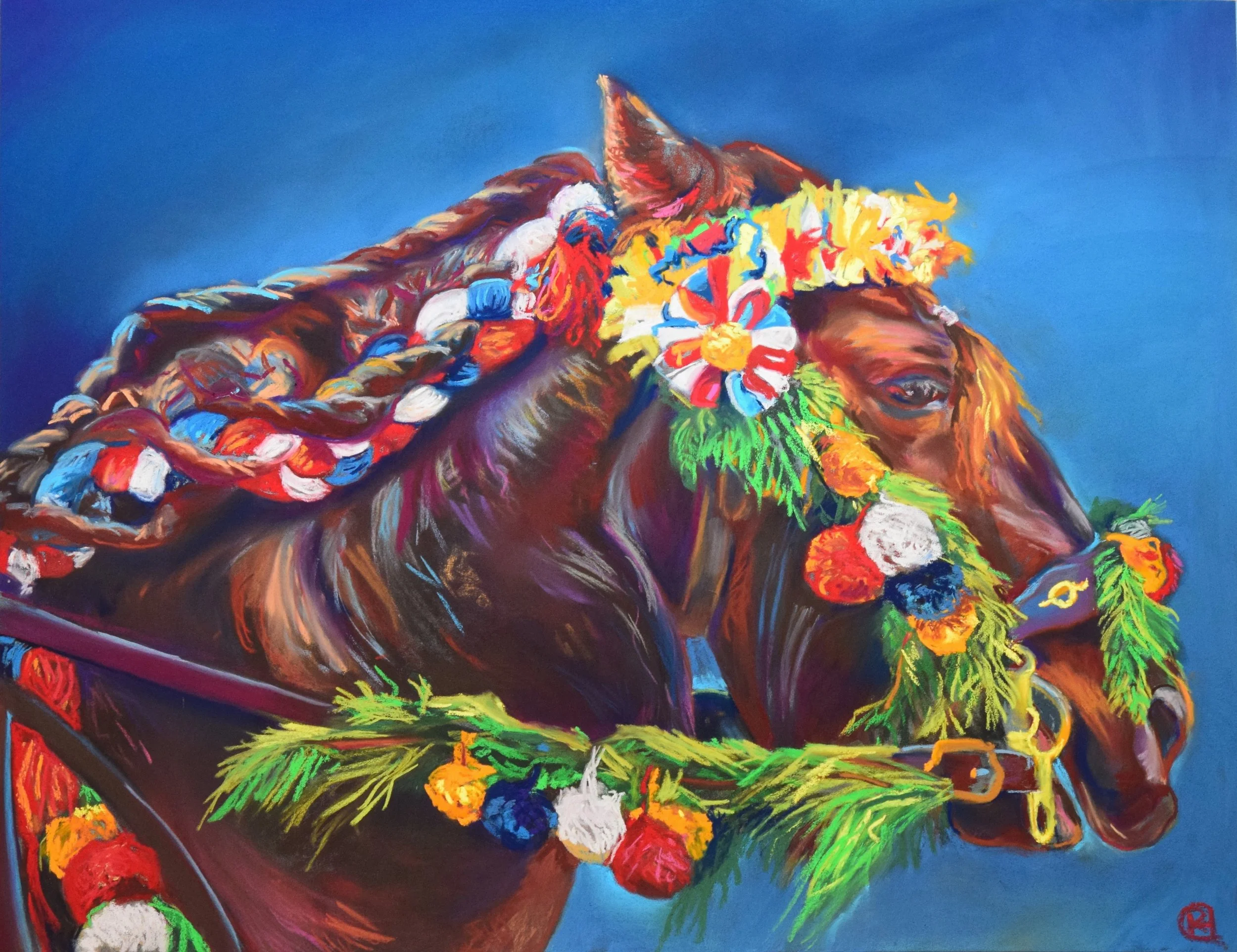 Renate Hofsteede · Parade Paard(je), pastel op pastelpapier, 66 × 72 cm, €950