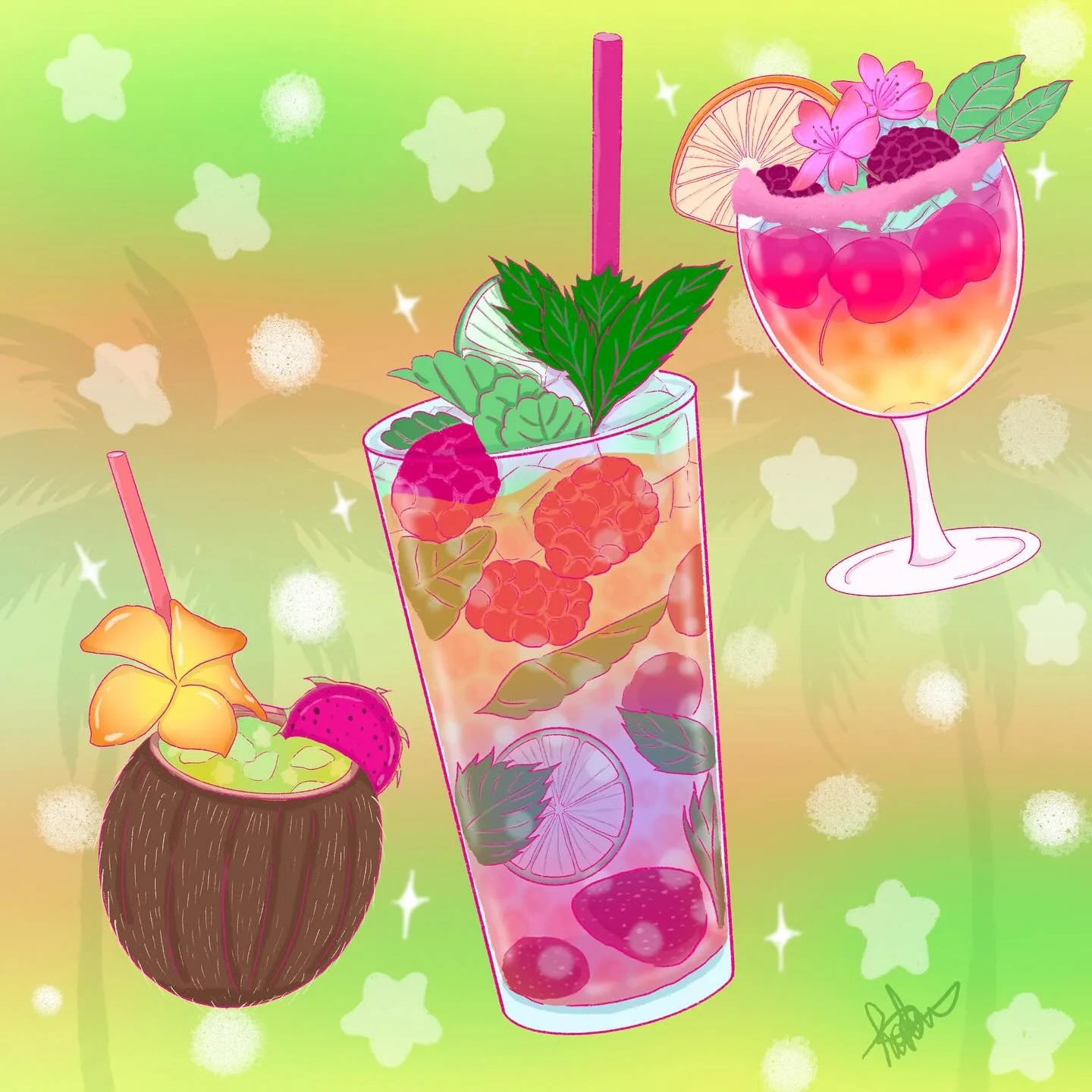 Some illustration work from this portfolio I&rsquo;ve been working on 🤭🤭✨✨yummy drinks🍹✨Comment your fav drink below and I might draw it next! 🙌💖💖hehe 
-
-
-
-
-
-
-
#japaneserestaurant #restaurantowner #menudesign #lanightlife #osakanightlife 