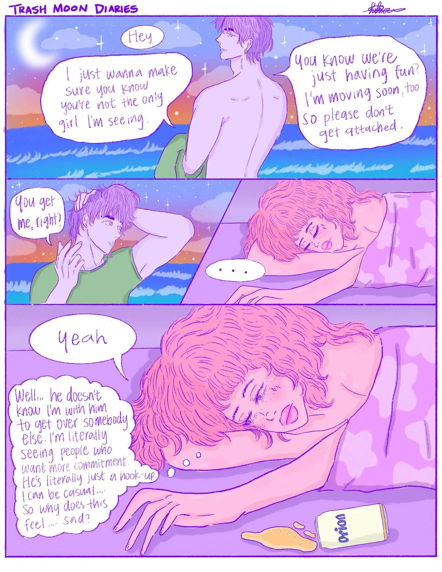 Trash Moon Diaries Episode 2: Pillow Talk 🛌

In November 2023, I was in Okinawa, crying by the seawall. I had liked this guy (maybe a bit too much), and he had just called me a h0e after getting whatever he could take from me. And in my flawed attem