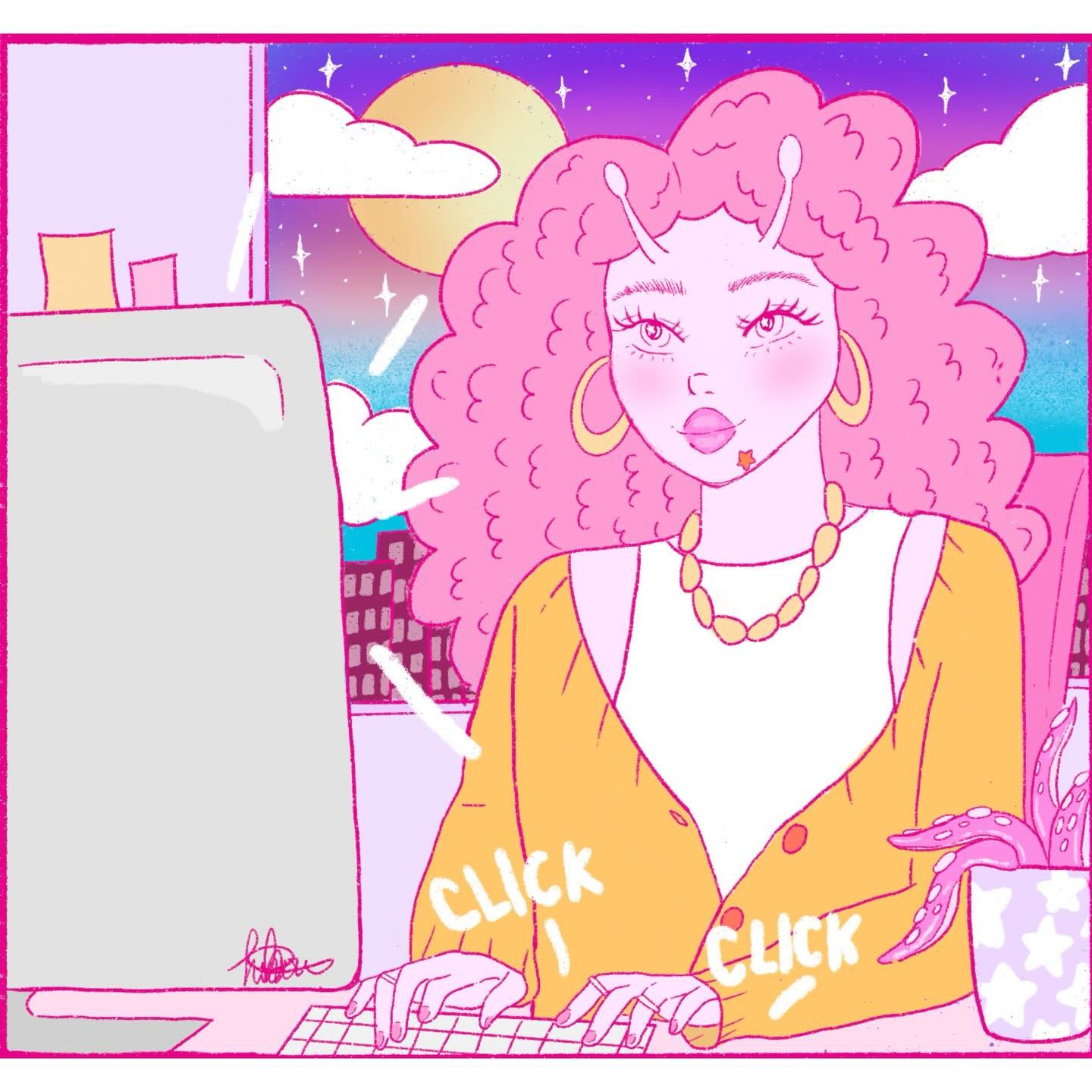 A day in the life of Simone, our queer corporate girlie. 👩🏽&zwj;💻✨✨
Ethan is inspired by &ldquo;AI employees&rdquo;, something I encountered at my job.

I&rsquo;m a GPT user so I can&rsquo;t be a hypocrite and say all AI is bad. But I hate corpora