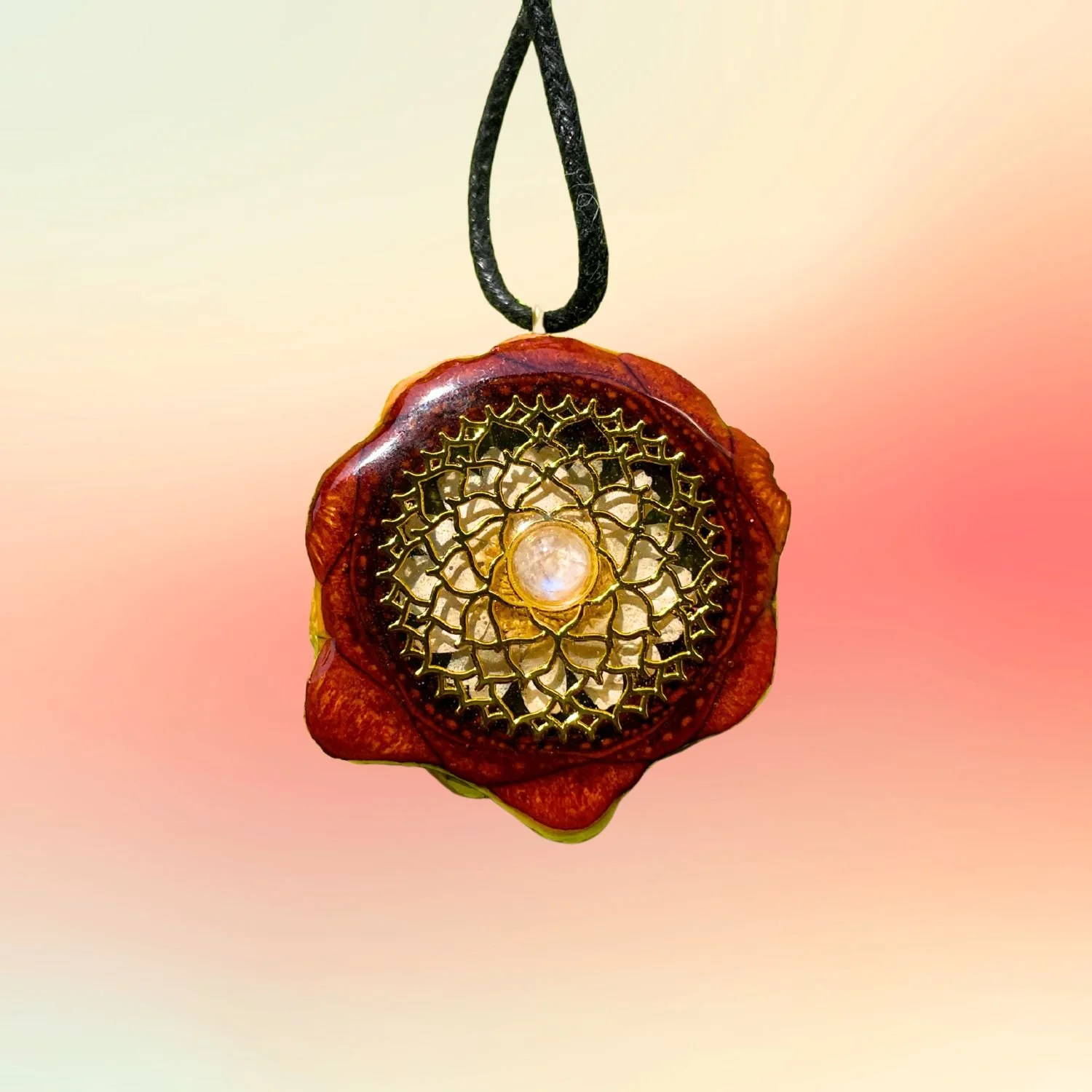 Double-sided Flower Moonstone Pinecone Pendant