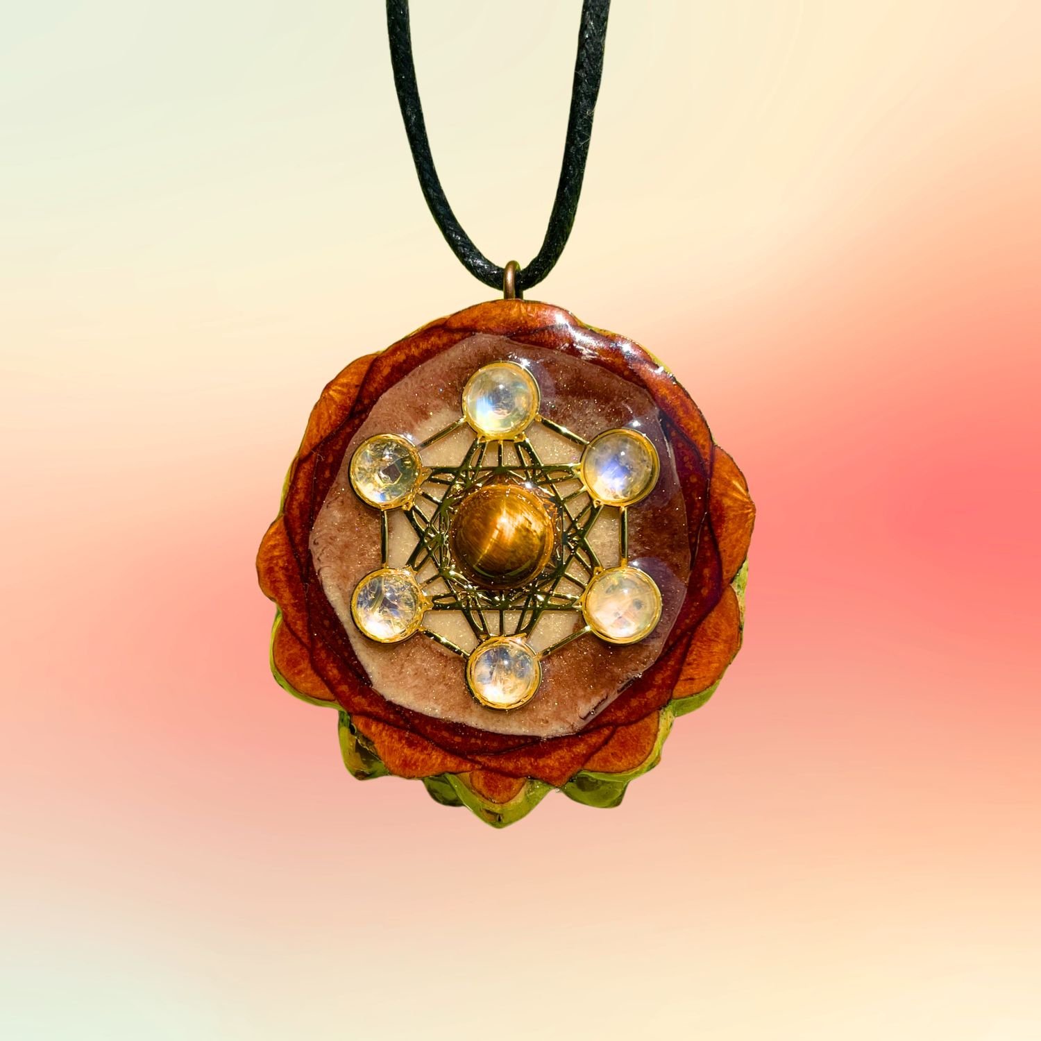 Tiger's Eye Moonstone Metatron's Cube