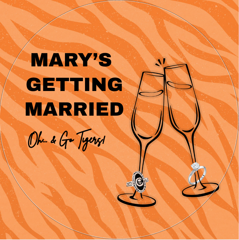 Champagne Glass & Rings Sticker