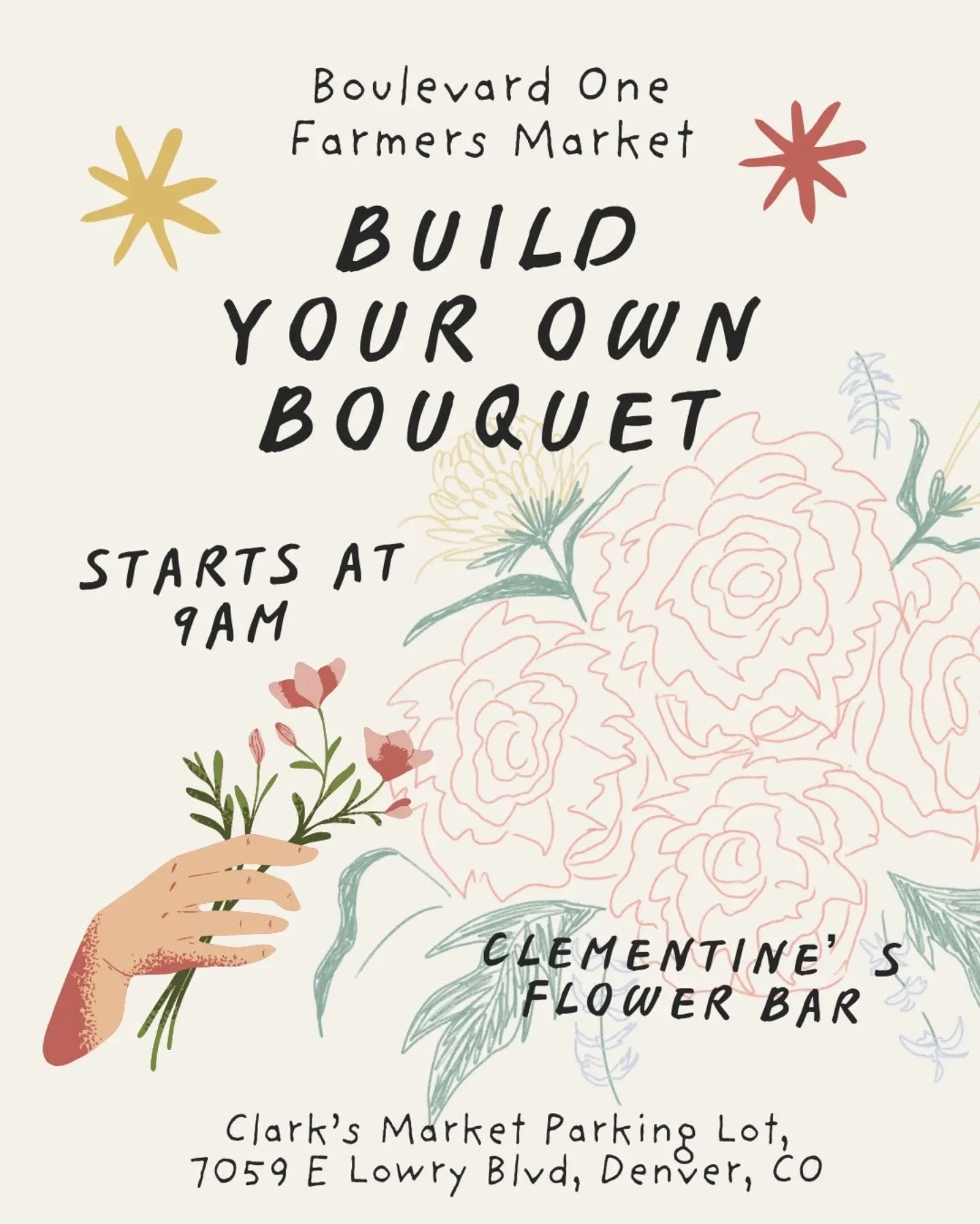 We will also be here on July 19th and August 16th from 9am - 1pm! Come say hi and grab some fresh flowers ππ
#clementinesflowerbar #buildyourownbouquet #coloradoflorist #localflowers #localbusiness #wrappedbouquets #freshflowers #flowerbouquets #m
