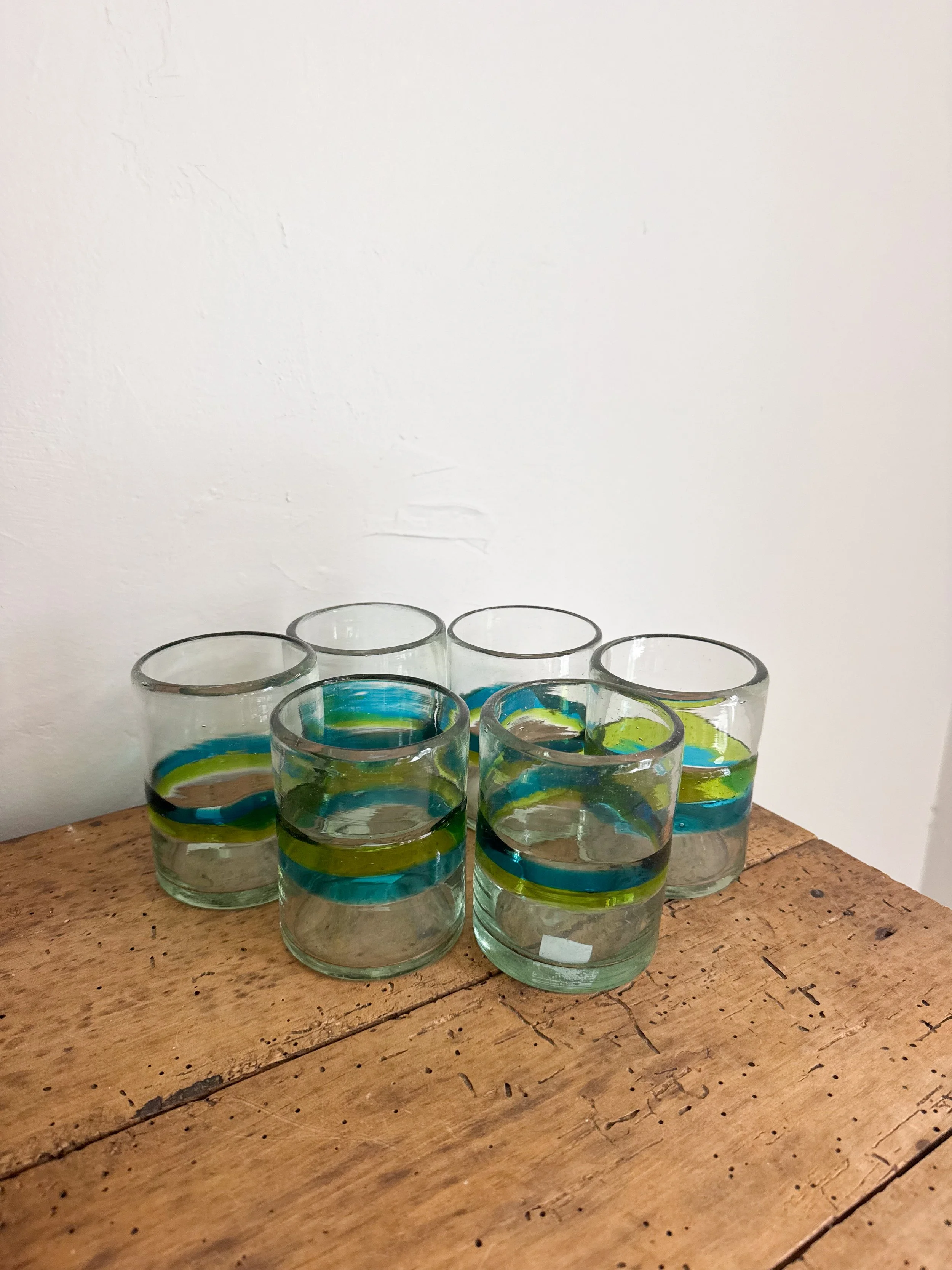 Green and Blue Glasses (set of 6)
