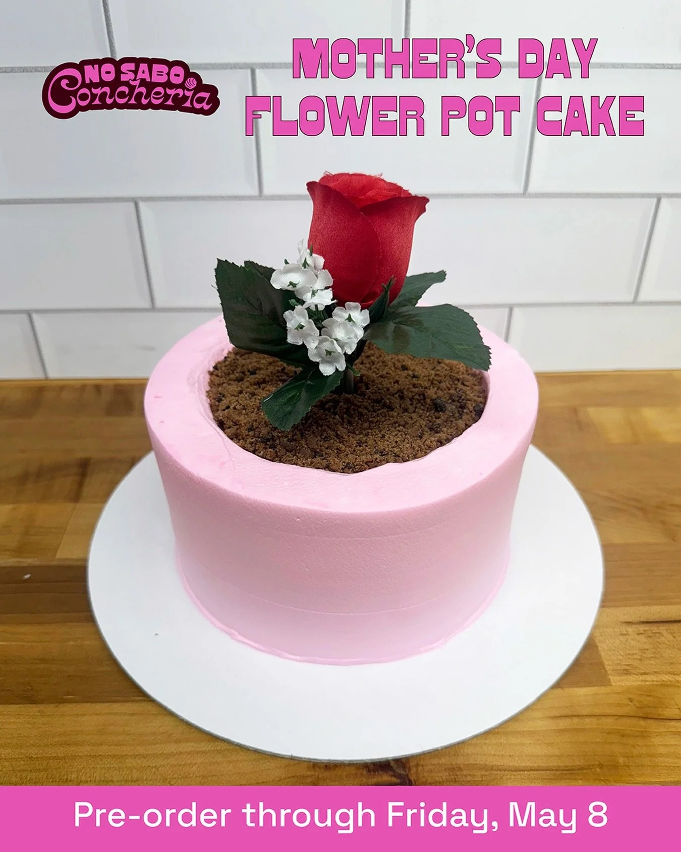 We are taking pre-orders for a 6&rdquo; marble tres leches flower pot cake with strawberry jam and an Oreo crumble for $39 🌹 Choose between a pink or beige cake. Pre-order through Friday, May 8. Pick up on Sunday, May 10.

HOW TO PRE-ORDER:
👨🏽&zwj