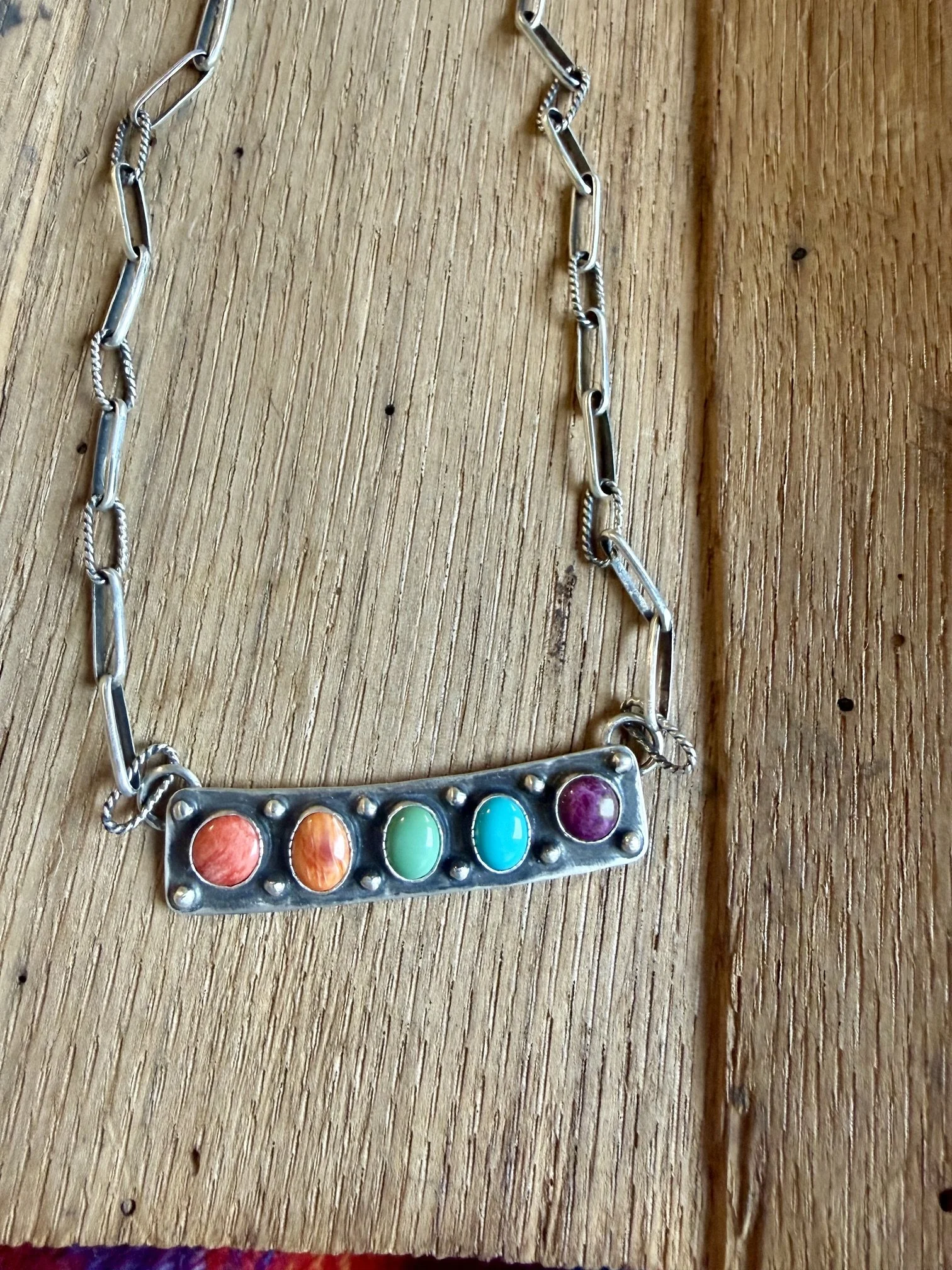 Rainbow Spiny Oyster Bar Necklace