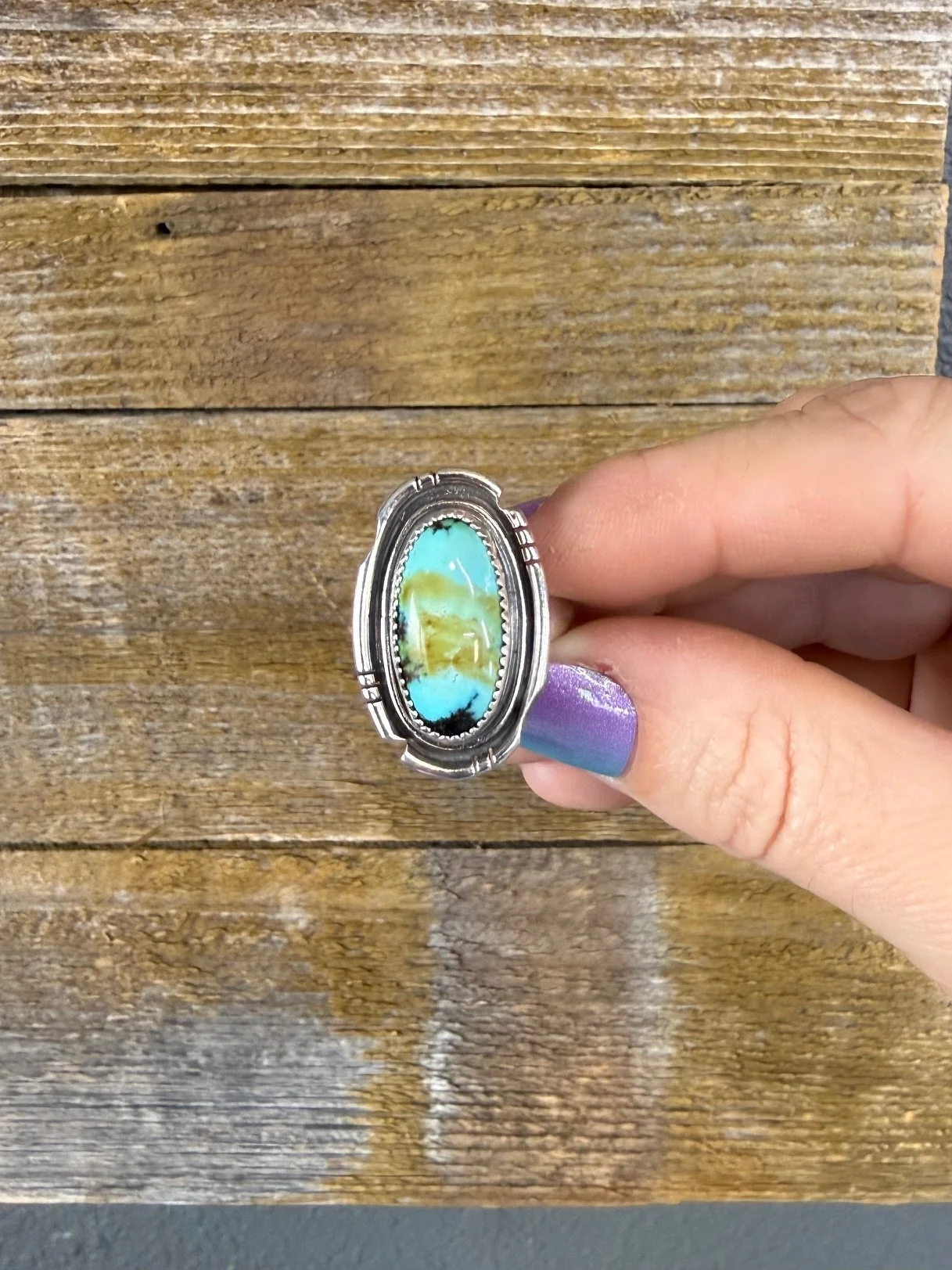 Oval Polychrome Turquoise Ring