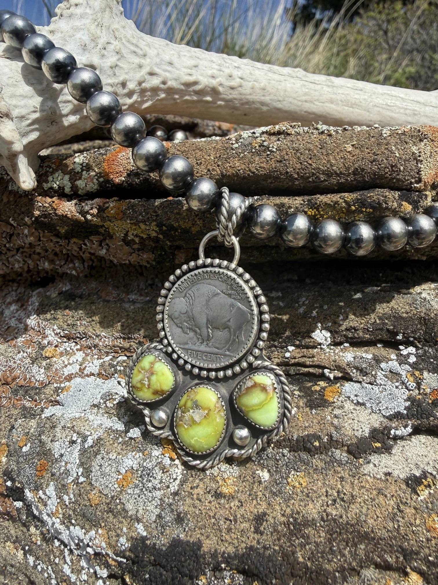 Buffalo Nickel and Palomino Pendant