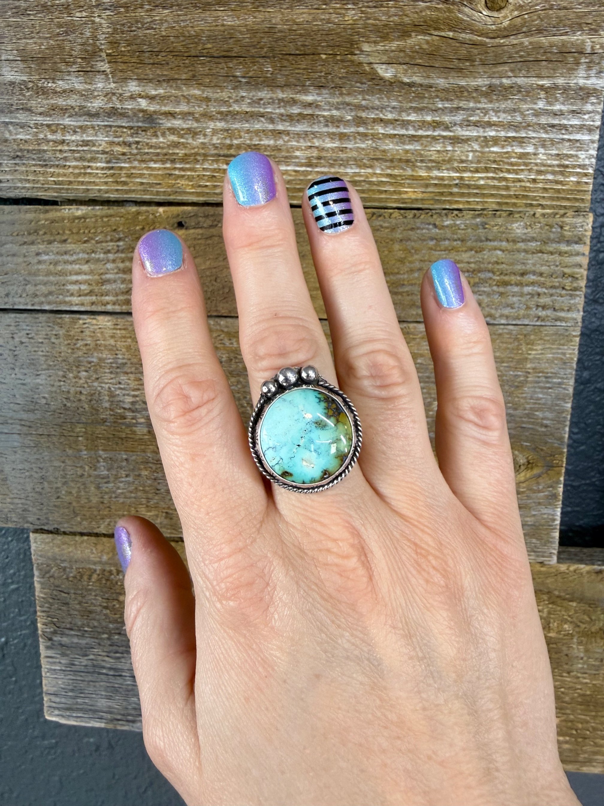Round Polychrome Turquoise Ring