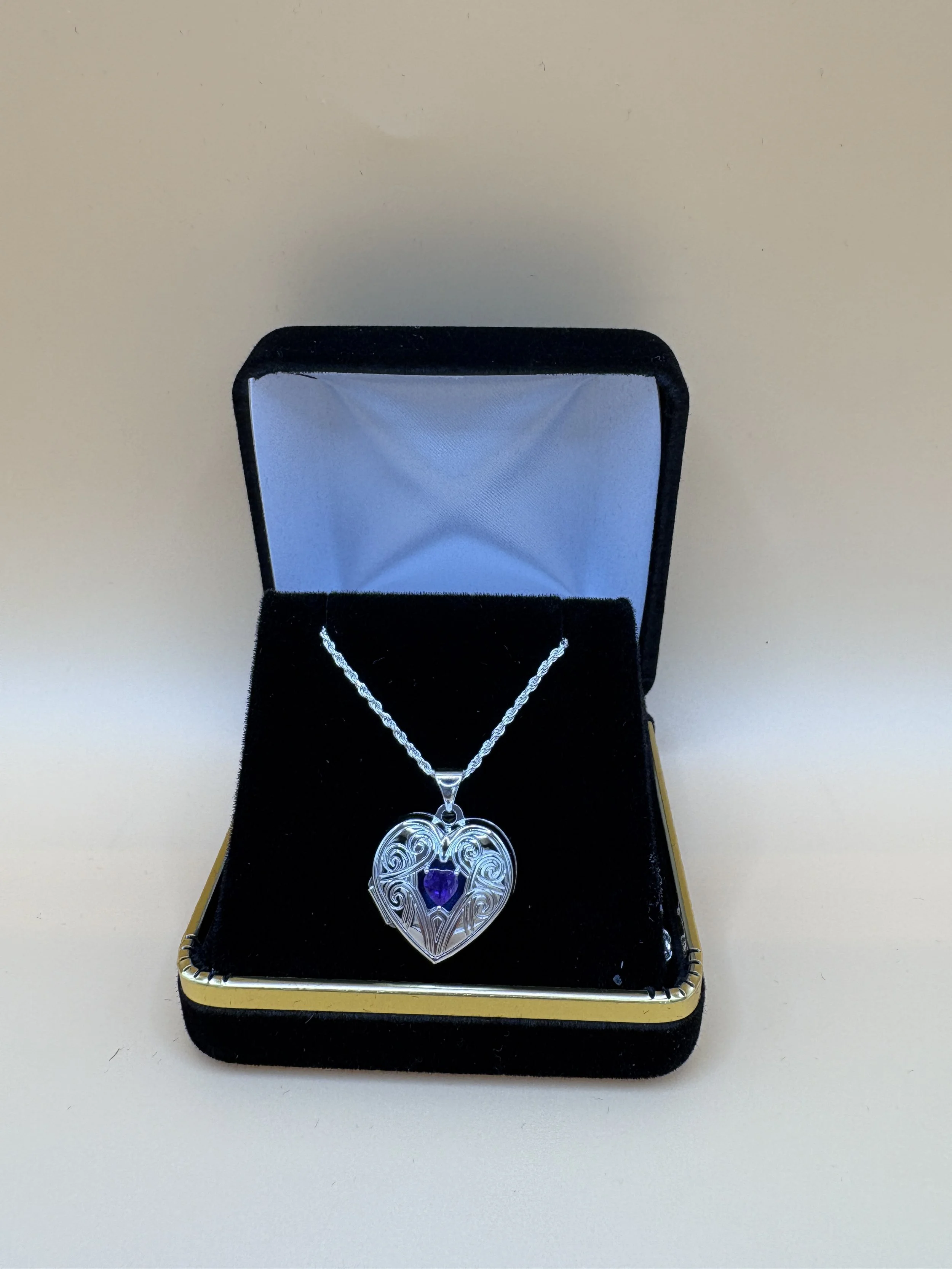Heart Locket Amethyst Necklace
