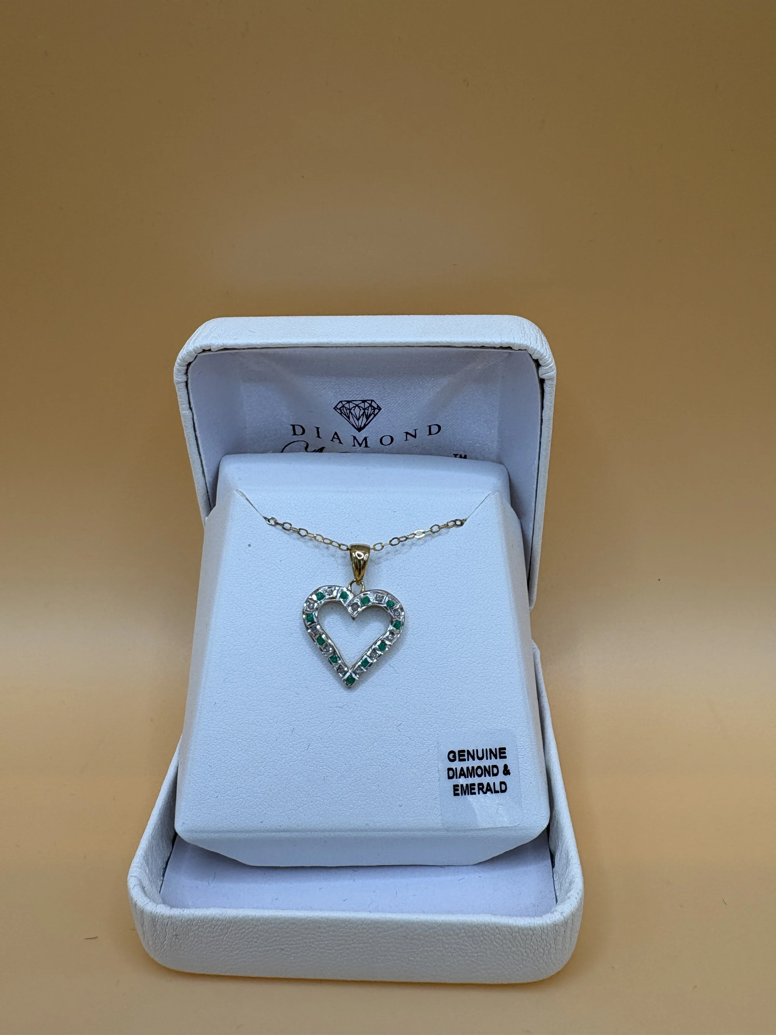 Heart Emerald & Diamond Accent Necklace