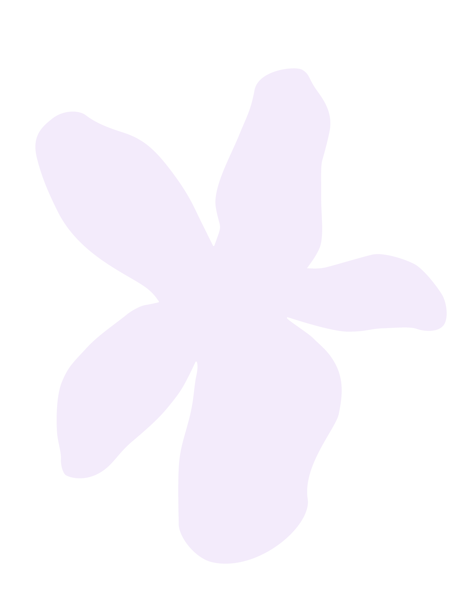 Silhouette of a purple flower with petals.