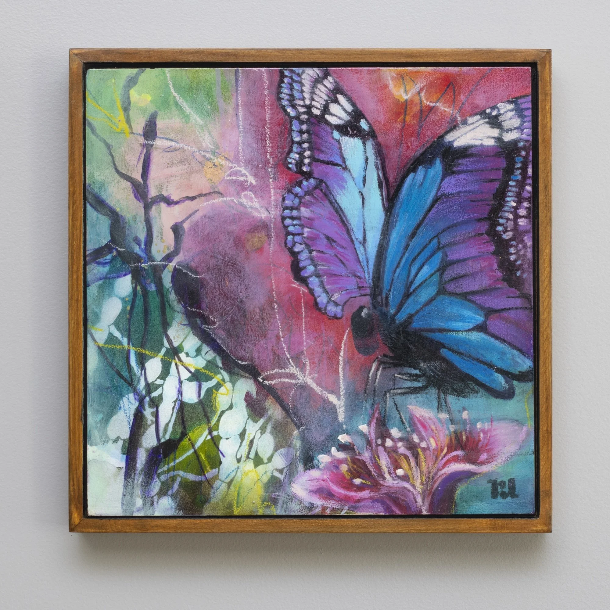 Eye on The Future, 2024, Oil and Mixed Media on wood panel, 12.9x12.9 in (framed)