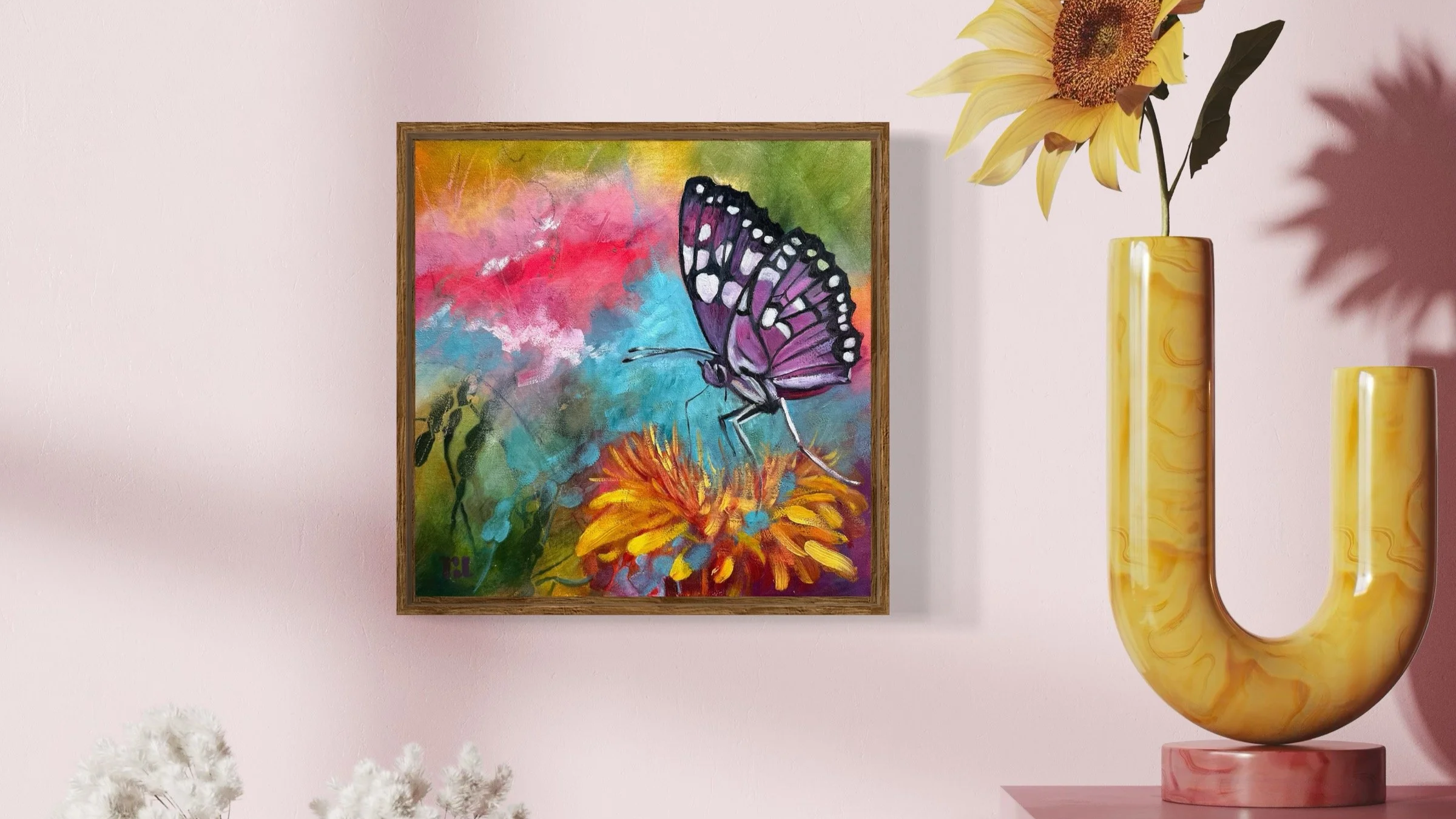 Edge of Possibility original butterfly oil painting by Renata Rush, oil on canvas, available