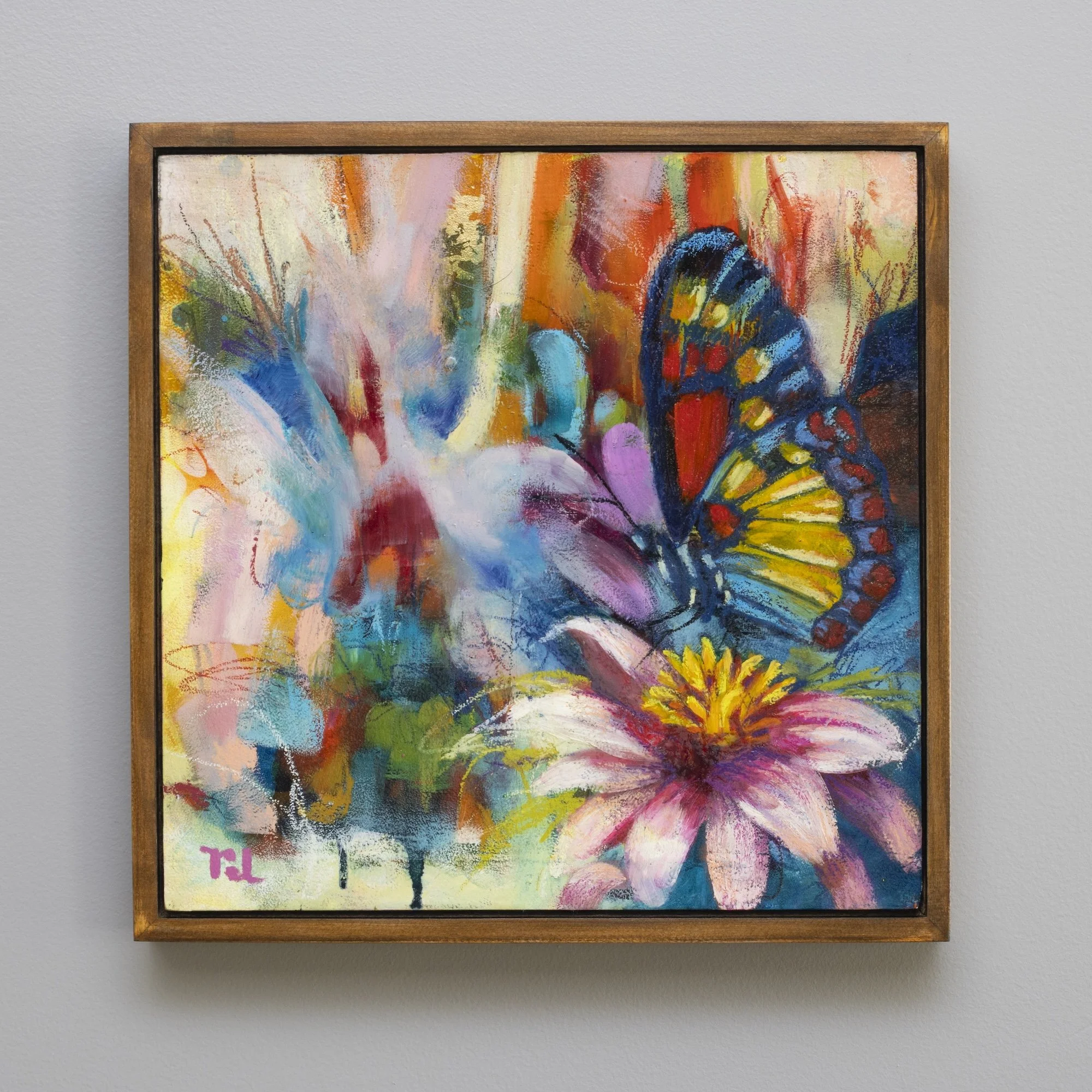 Edge of Possibilities, 2024, Oil and Mixed Media on wood panel, 12.9x12.9 in (framed)