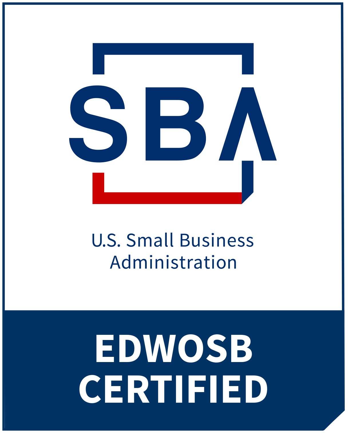 U.S. Small Business Administration logo with the text 'EDWOSB CERTIFIED'.