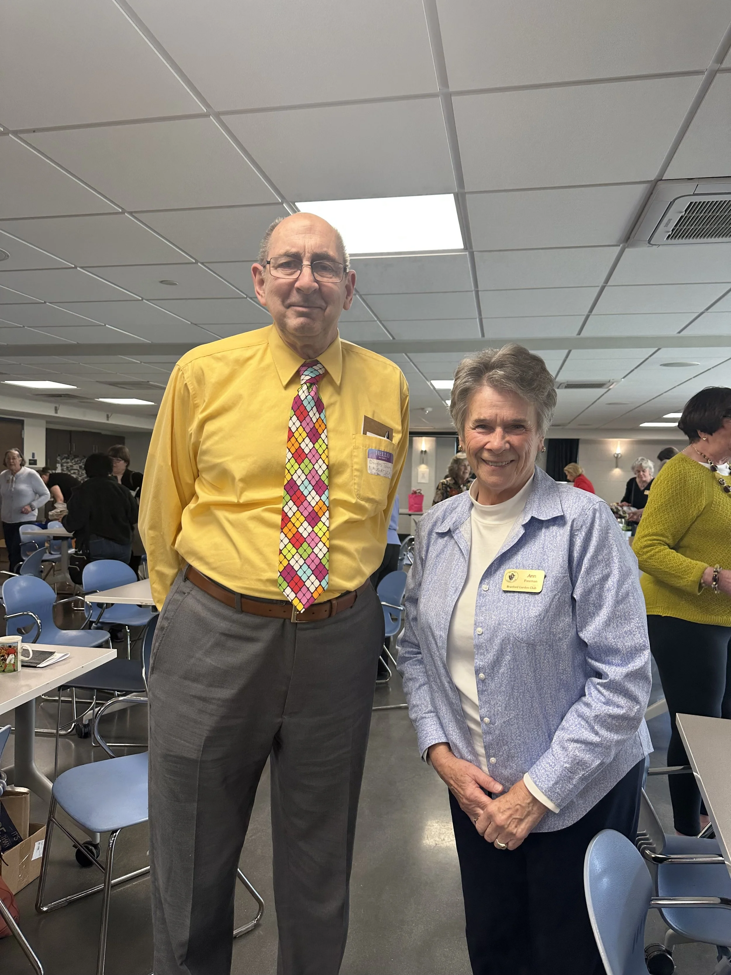 Naugatuck Garden Club President Doug Towne Sr. and Branford Garden Club President Ann Freeman