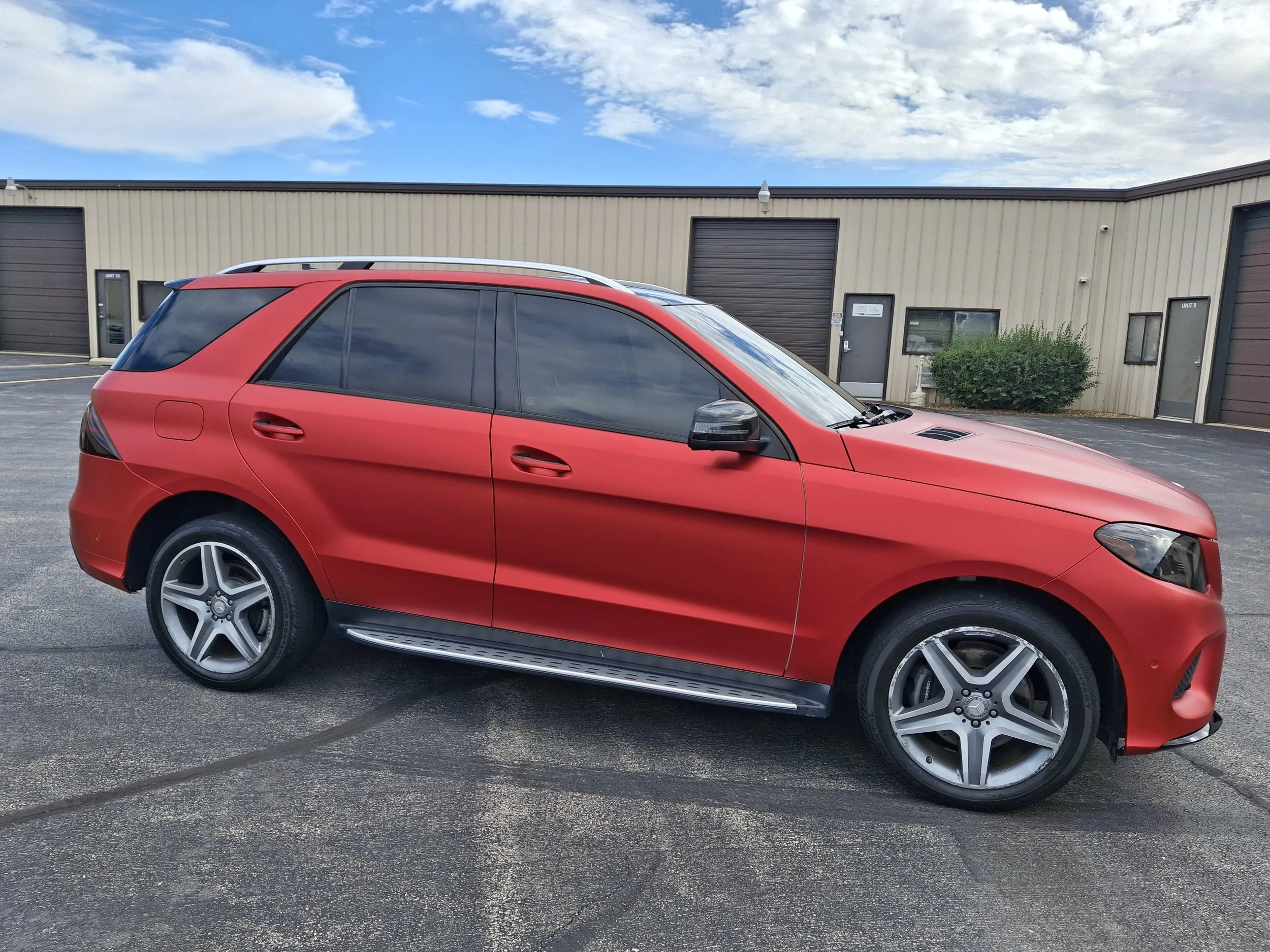 This Mercedes GLE AMG received a bold transformation with premium TeckWrap Satin Red vinyl. The satin finish enhances the SUV’s aggressive lines while providing durable protection for the original paint