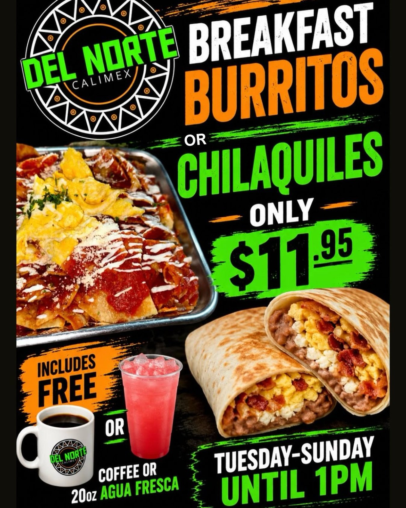 Come by and try our delicious breakfast! 

Our Handmade flour tortillas for the breakfast burritos always hit the spot, and our chilaquiles are made with a delicious red or green salsa. Did we mention we fried the chips in beef tallow? We are a 100% 