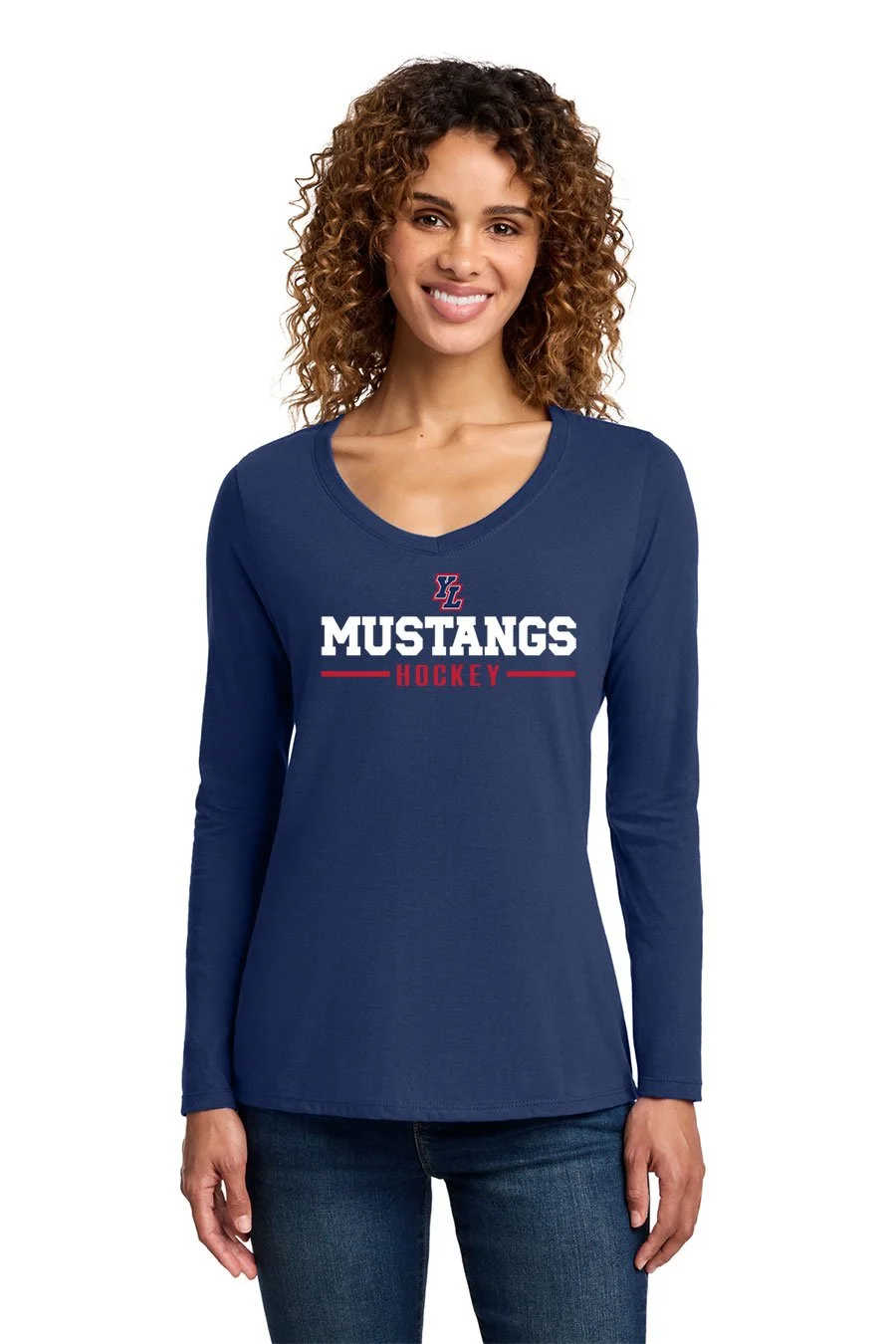 YLHC Ladies Long Sleeve V-Neck