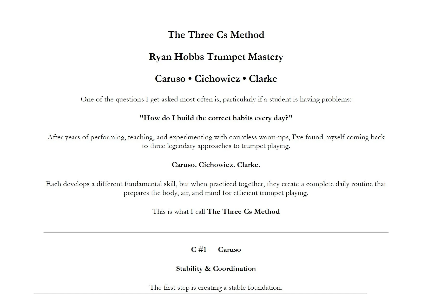 The Three Cs Method: A Complete Daily Warm-Up Guide (Free)
