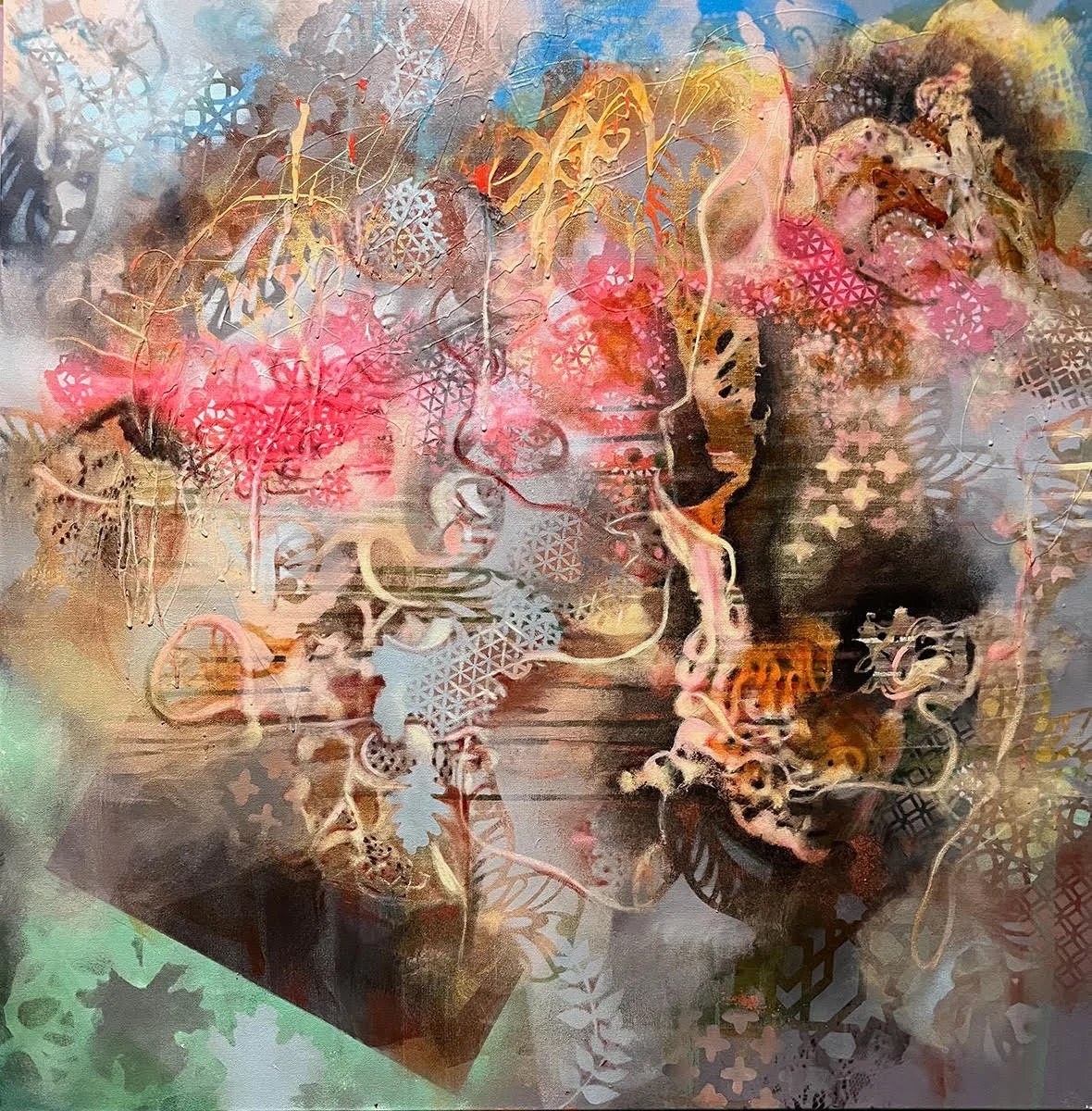  Ceasefire , acrylic on canvas, 36 x 36 inches, 2024