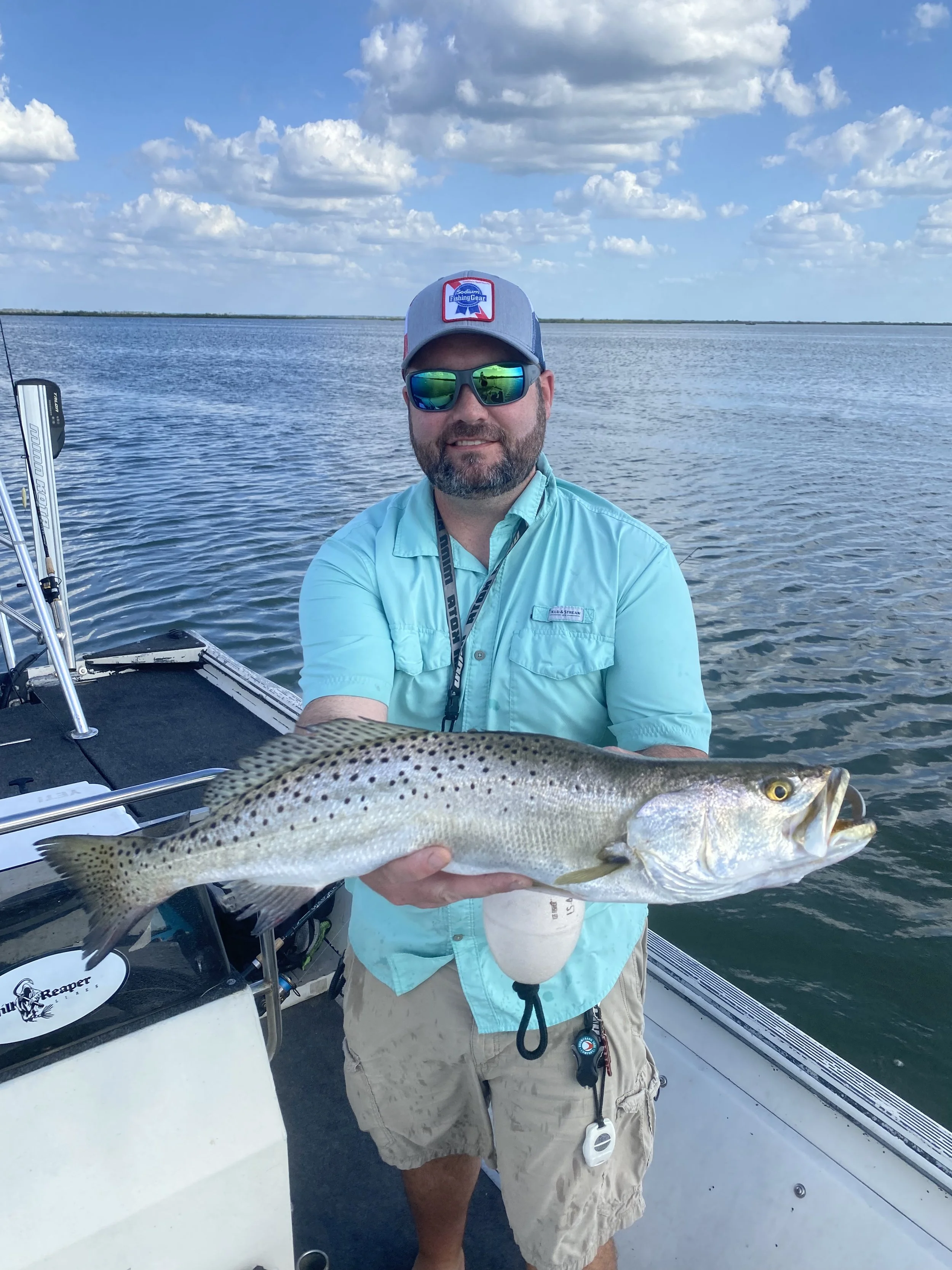 Capt. Jason Stanley with a trophy spotted seatrout caught in the beautiful Homosassa backcountry.