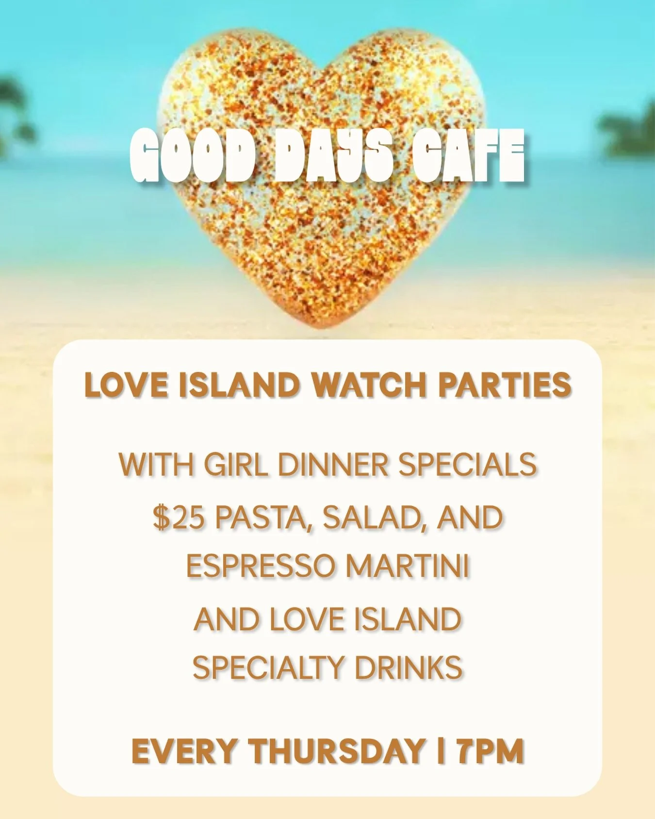 A New Bombshell Has Entered The Cafe 🌴🍹

Will Sean make a surprise return? Will Kenzie fall for the new bombshell? Will Melanie need you to give her 10 again? Join us Thursdays at 7pm and watch love blossom on the island. 

Love Island Viewing Part