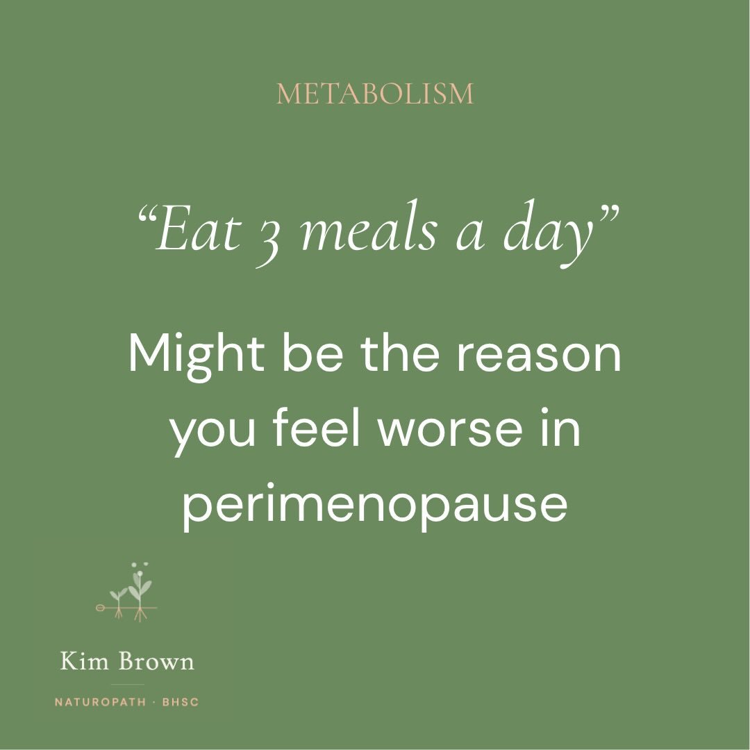 &ldquo;Eat 3 meals a day&rdquo; isn&rsquo;t wrong &mdash;
but it&rsquo;s not right for everyone.

Especially in perimenopause.

Because your body prioritises stable blood sugar.

When levels drop too low, your body releases:
&rarr; cortisol
&rarr; ad