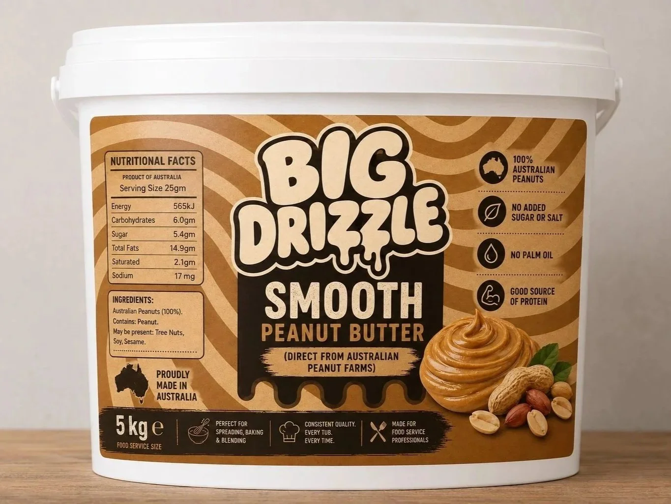 Big Drizzle Smooth Peanut Butter 5kg Bulk Tub