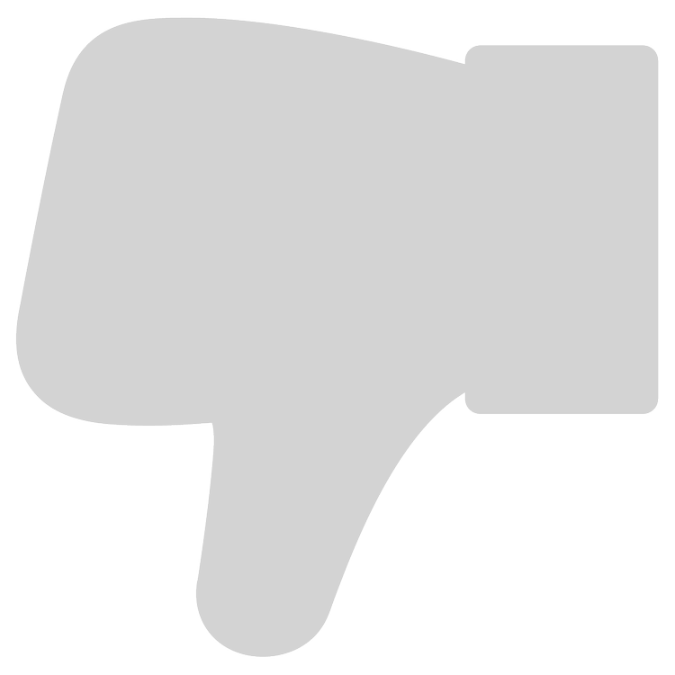 A large gray thumbs-down hand icon.