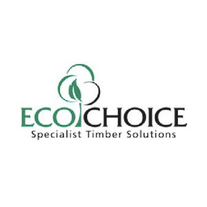 Eco Choice logo with a tree graphic, green and black text, and the tagline 'Specialist Timber Solutions'.