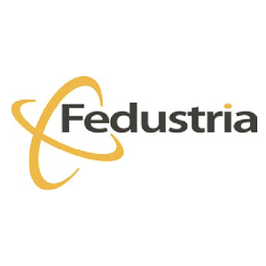 Fedustria logo with a stylized orbit design in gold and black text.