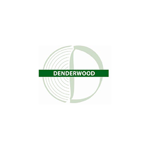 Denderwood logo with a stylized tree and globe design on a white background